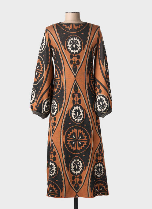 Robe longue manches longues manches longues marron MEISÏE femme