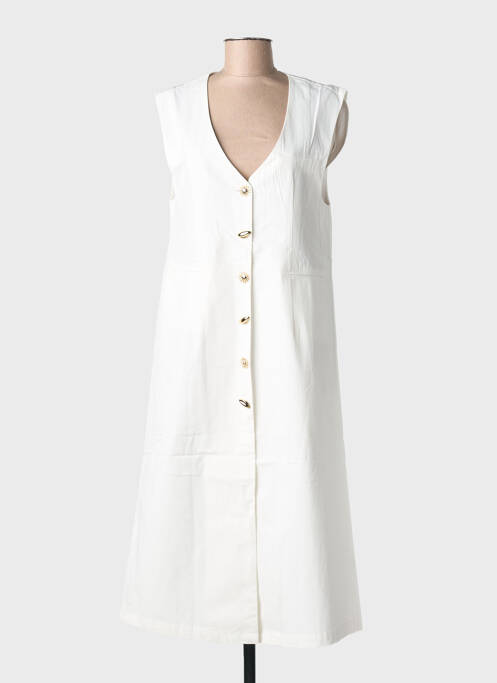 Robe longue coupe évasée sans manche blanc ADORE femme