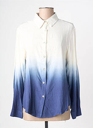 Chemisier imprimé fantaisie manches longues bleu EMILIE.K femme
