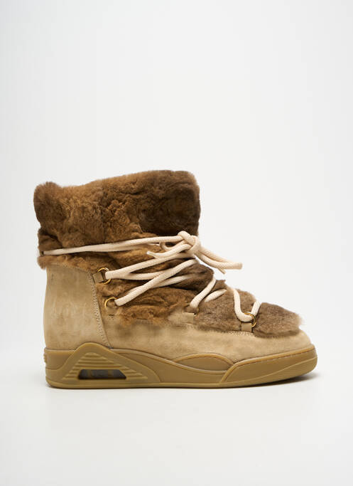 Bottines/boots bout rond talon plat jusqu'à 3cm beige SERAFINI femme