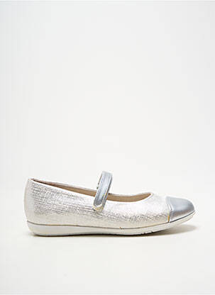 Ballerines tissage satiné bout rond argent GARVALIN fille