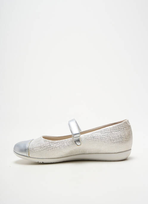 Ballerines tissage satiné bout rond argent GARVALIN fille