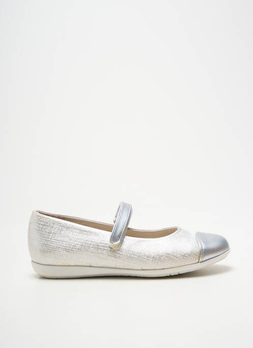 Ballerines tissage satiné bout rond argent GARVALIN fille