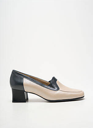 Mocassins tissage satiné talon de 4 à 6cm beige OMBELLE femme