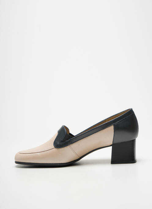 Mocassins carré talon de 4 à 6cm beige OMBELLE femme