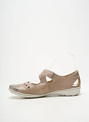Ballerines tissage satiné talon plat jusqu'à 3cm marron GEO-REINO femme