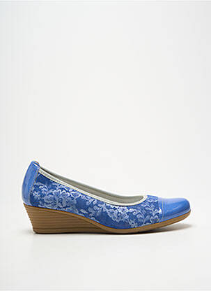 Ballerines matière lisse talon de 4 à 6cm bleu PEDI GIRL femme