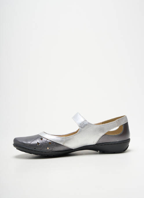 Ballerines tissage satiné talon plat jusqu'à 3cm argent GEO-REINO femme