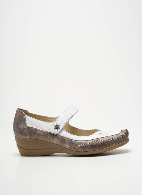 Ballerines fermeture scratch talon de 4 à 6cm marron GEO-REINO femme
