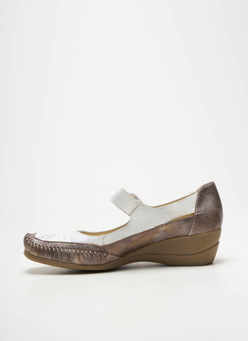 Ballerines fermeture scratch talon de 4 à 6cm marron GEO-REINO femme