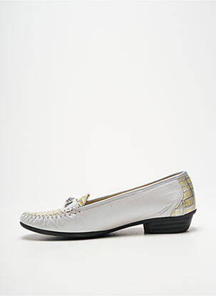 Mocassins tissage satiné talon plat jusqu'à 3cm argent BOISSY femme