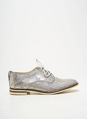 Derbies tissage satiné talon plat jusqu'à 3cm argent ELUE PAR NOUS femme