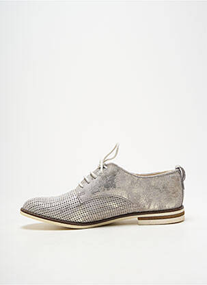 Derbies tissage satiné talon plat jusqu'à 3cm argent ELUE PAR NOUS femme