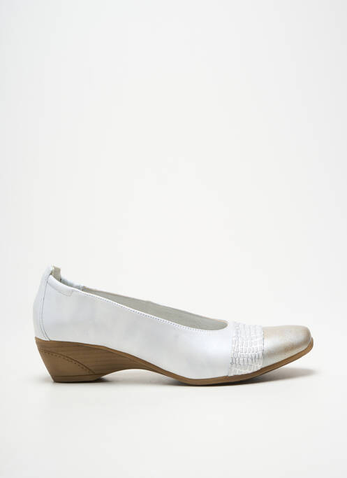 Ballerines tissage satiné talon de 4 à 6cm blanc PEDI GIRL femme