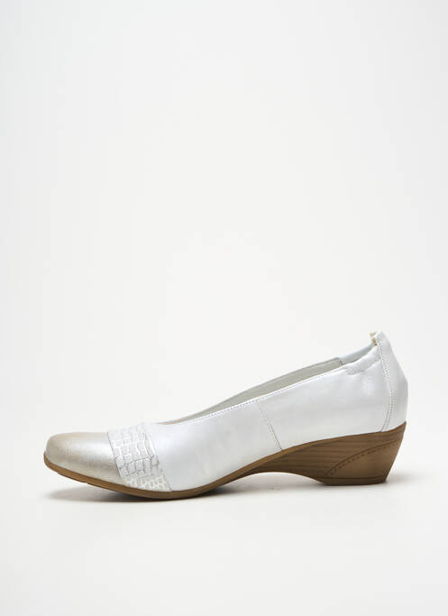 Ballerines tissage satiné talon de 4 à 6cm blanc PEDI GIRL femme