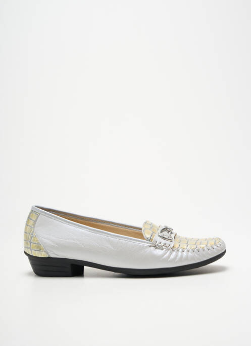 Mocassins tissage satiné talon plat jusqu'à 3cm argent BOISSY femme