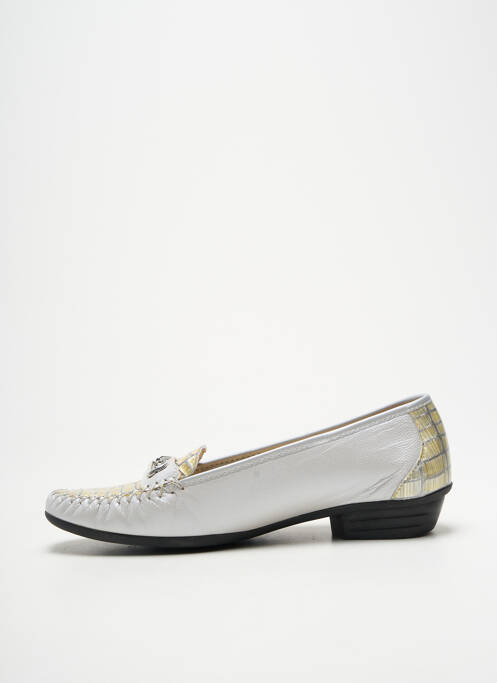 Mocassins tissage satiné talon plat jusqu'à 3cm argent BOISSY femme