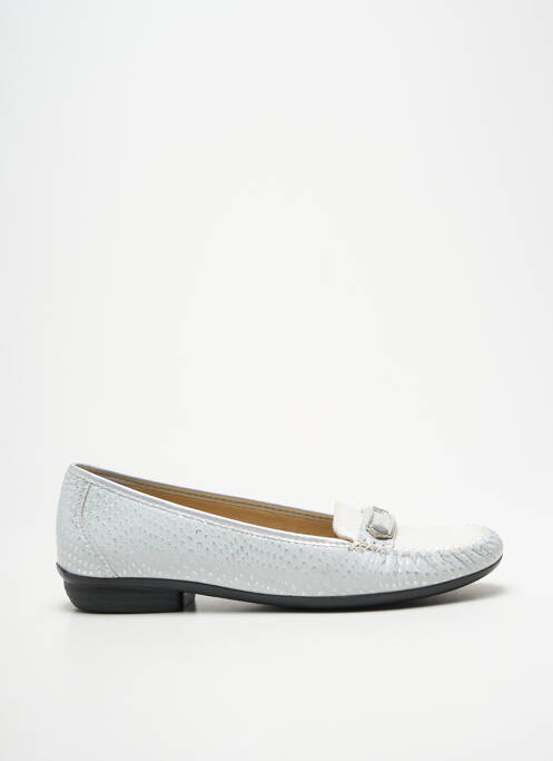 Mocassins tissage satiné talon plat jusqu'à 3cm argent BOISSY femme