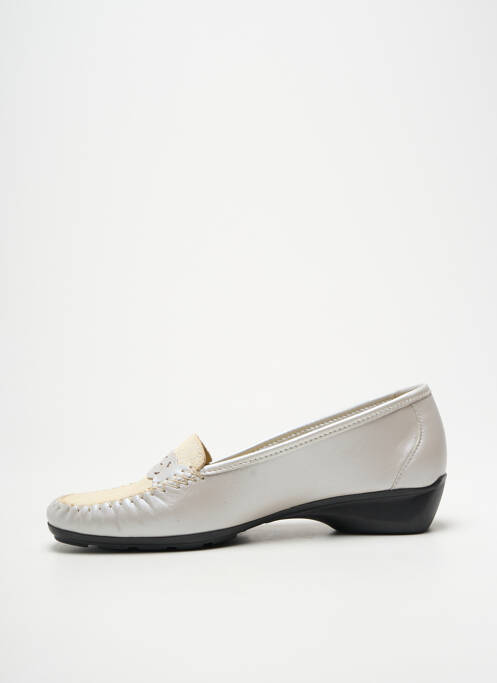 Mocassins bout rond talon plat jusqu'à 3cm argent BOISSY femme