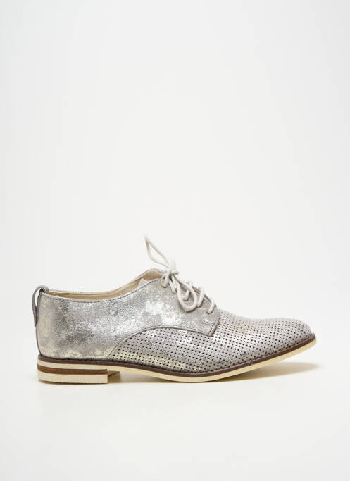 Derbies tissage satiné talon plat jusqu'à 3cm argent ELUE PAR NOUS femme