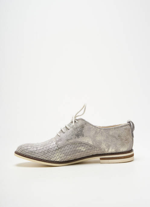 Derbies tissage satiné talon plat jusqu'à 3cm argent ELUE PAR NOUS femme