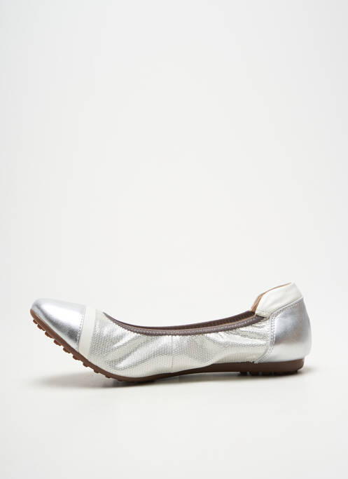 Ballerines tissage satiné talon plat jusqu'à 3cm argent ELUE PAR NOUS femme