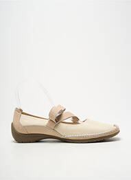 Ballerines fermeture scratch talon plat jusqu'à 3cm beige LAURA VITA femme