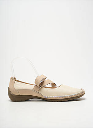 Ballerines fermeture scratch talon plat jusqu'à 3cm beige LAURA VITA femme