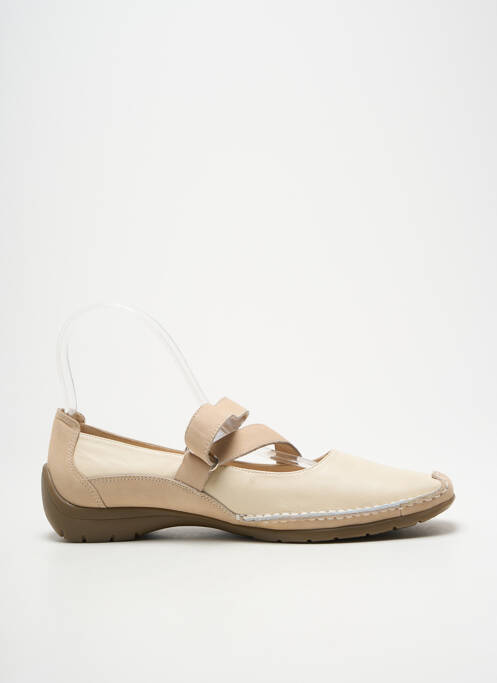 Ballerines fermeture scratch talon plat jusqu'à 3cm beige LAURA VITA femme