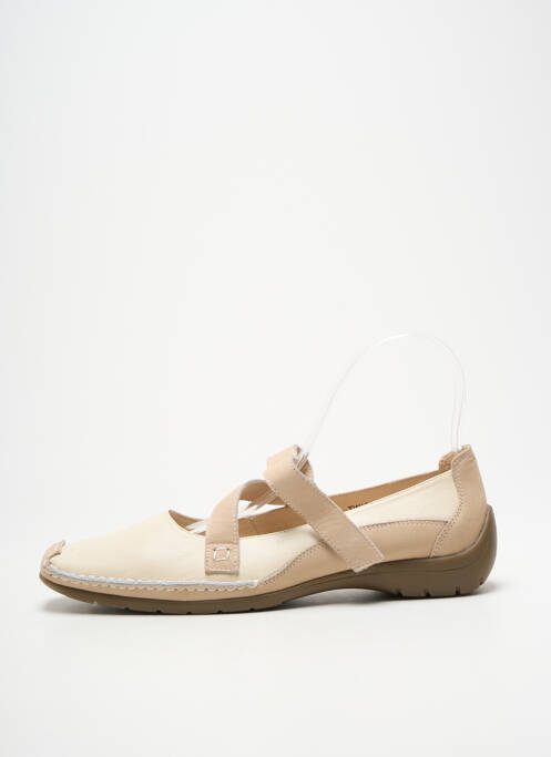 Ballerines fermeture scratch talon plat jusqu'à 3cm beige LAURA VITA femme
