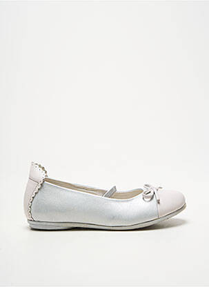 Ballerines tissage satiné bout rond argent NOËL fille
