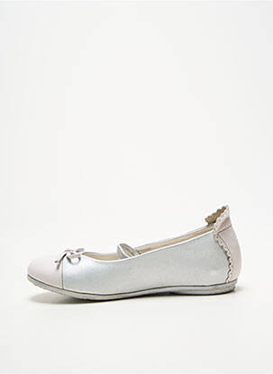 Ballerines tissage satiné bout rond argent NOËL fille