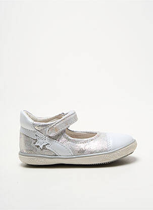 Ballerines tissage satiné bout rond argent NOËL fille
