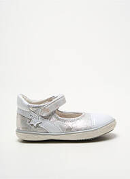 Ballerines tissage satiné bout rond argent NOËL fille