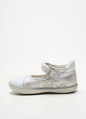 Ballerines tissage satiné bout rond argent NOËL fille