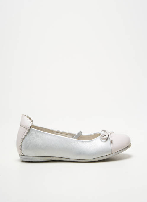 Ballerines tissage satiné bout rond argent NOËL fille