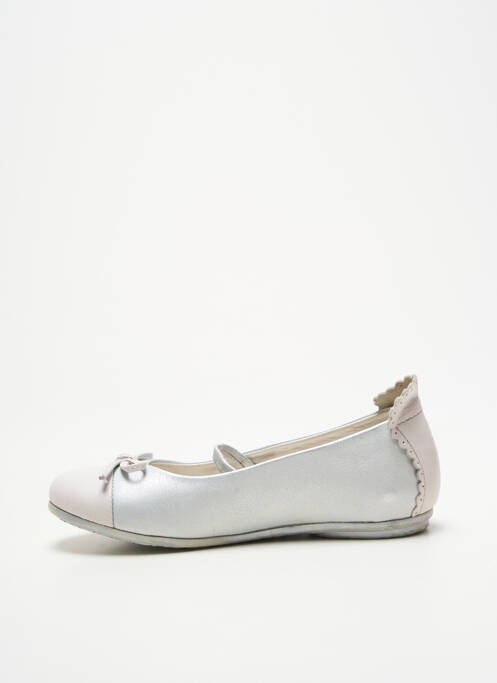 Ballerines tissage satiné bout rond argent NOËL fille