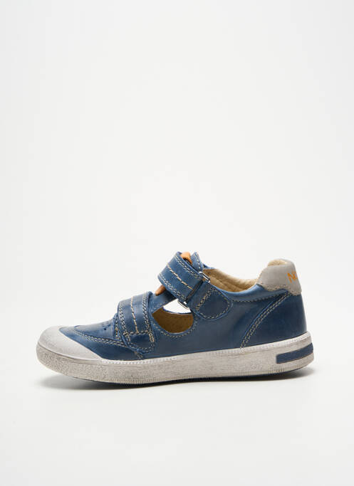 Sandales/nu pieds tissage satiné bout rond bleu NOËL garcon