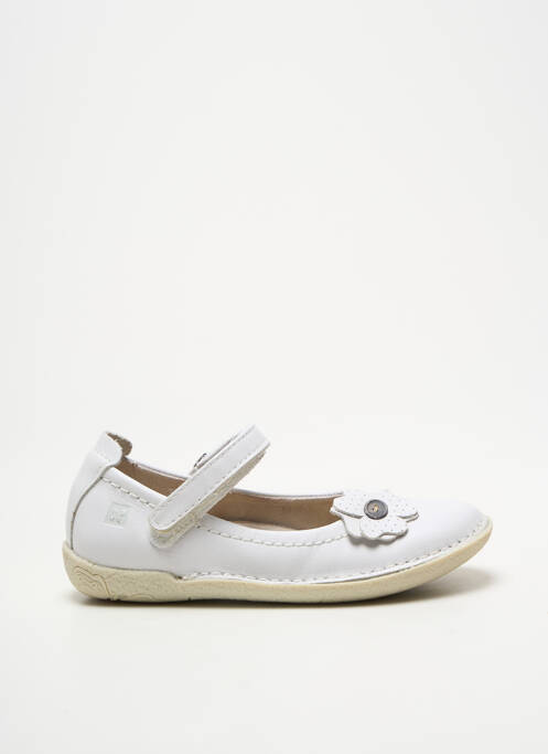 Ballerines semelle amovible bout rond blanc NOËL fille