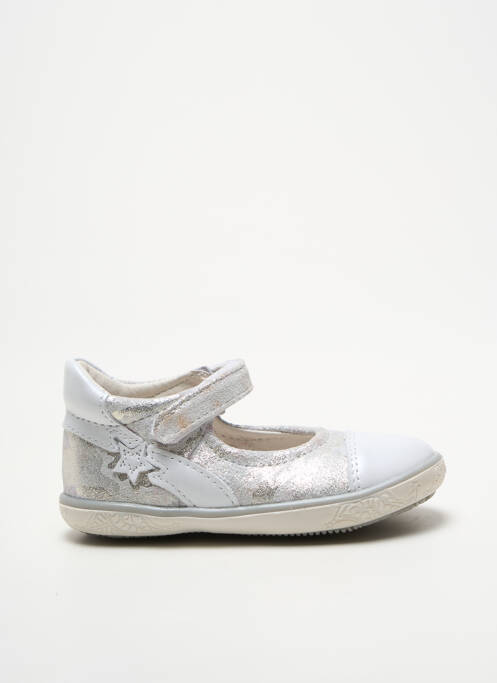 Ballerines tissage satiné bout rond argent NOËL fille
