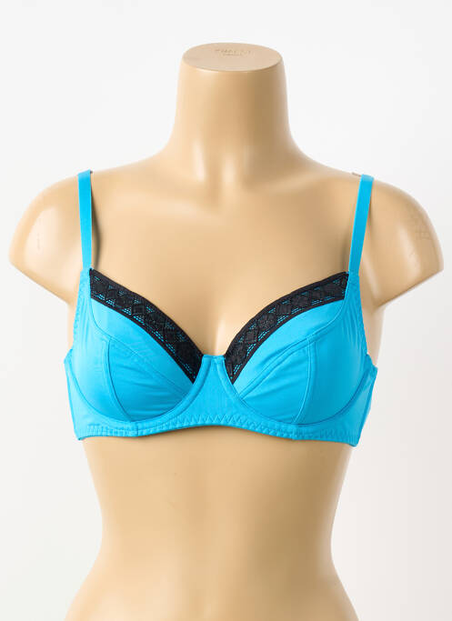 Soutien-gorge effet matière satinée haut soutien-gorge emboitant bleu KOLLE SERRE femme