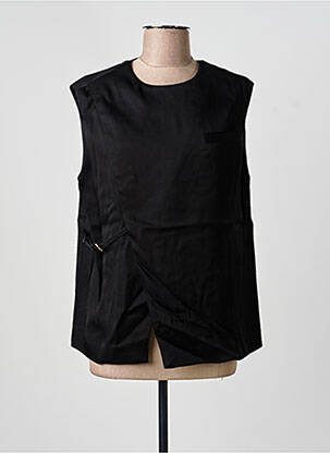 Top tissage crêpe manches courtes noir LOULOU STUDIO femme