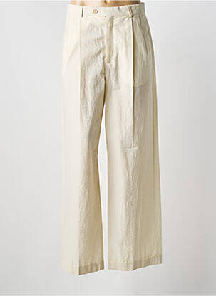 Pantalon large fermeture zippée sous rabat boutonné taille haute beige A.P.C. femme