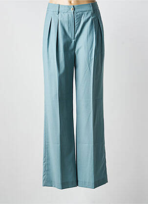Pantalon large fermeture zippée sous rabat boutonné taille haute bleu LOULOU STUDIO femme
