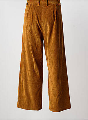 Pantalon large fermeture zippée sous rabat boutonné taille normale marron MII femme