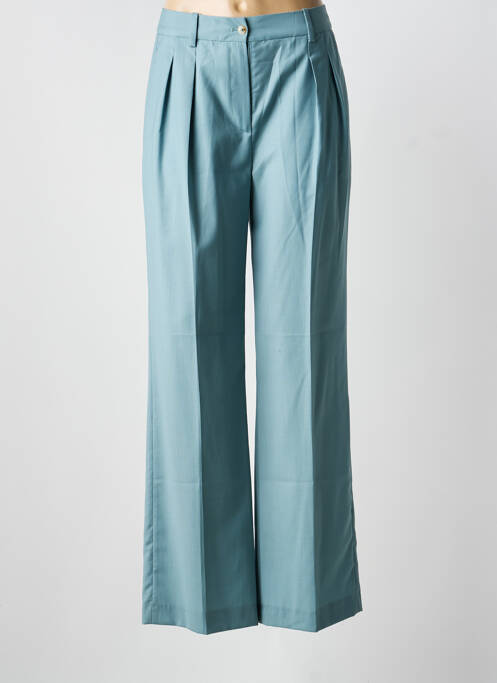 Pantalon large fermeture zippée sous rabat boutonné taille haute bleu LOULOU STUDIO femme