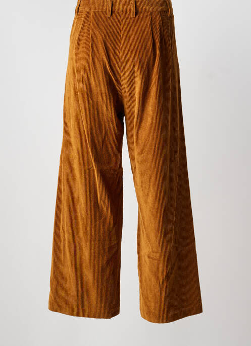 Pantalon large fermeture zippée sous rabat boutonné taille normale marron MII femme