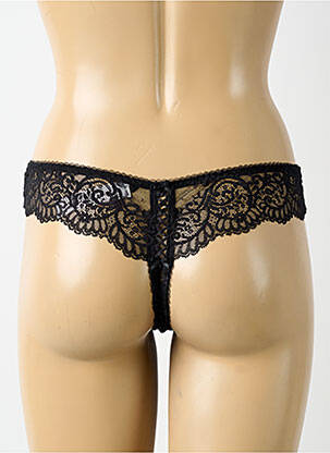 Tanga effet matière satinée noir AUBADE femme