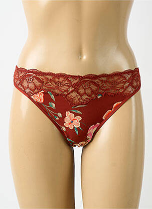 Tanga effet matière satinée marron AUBADE femme