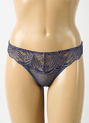 Tanga tissage satiné bleu AUBADE femme